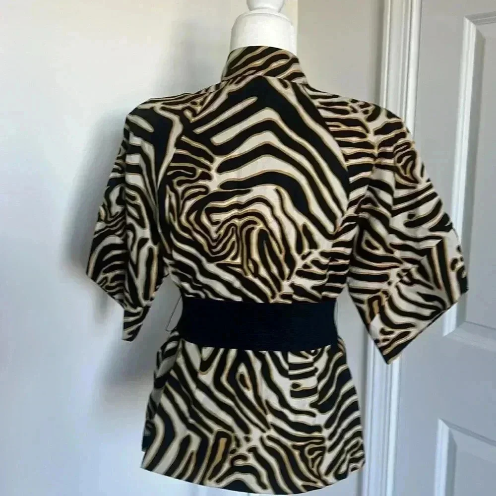 MetroStyle 90's Vintage Jacket Animal Print Linen Y2K Size 12 - Picture 5 of 6